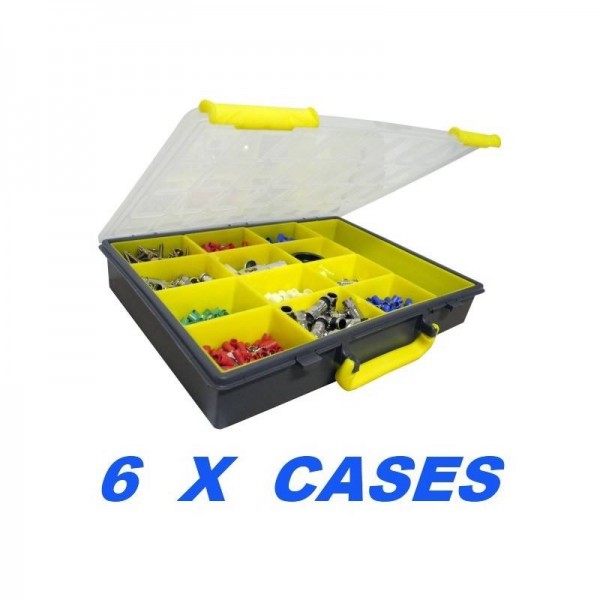 6 X Plastic Storage Cases 13 Compartment Rhino Electricians Tools