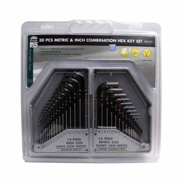 30 Piece Metric + Inch Hex Keys Rhino Electricians Tools