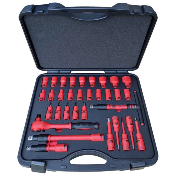 1/2" Dr Insulated Socket + Hex Bit Set Rhino Electricians Tools