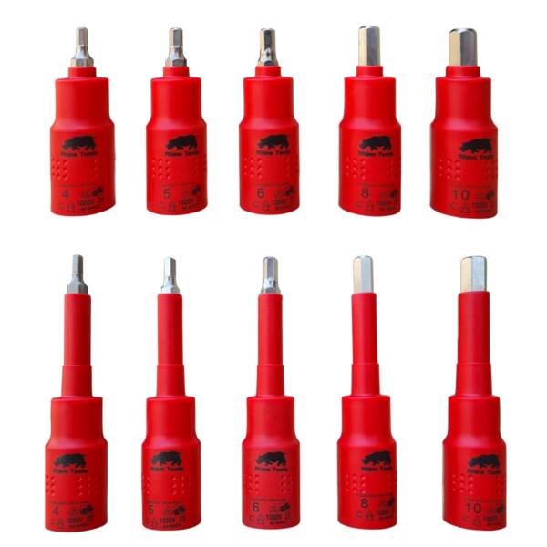 1/2" Dr Insulated Socket + Hex Bit Set Rhino Electricians Tools